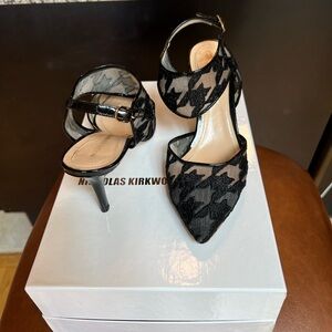 Nicholas Kirkwood Black Houndstooth Heels